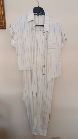 Conjunto blusa y pantalón rayas
