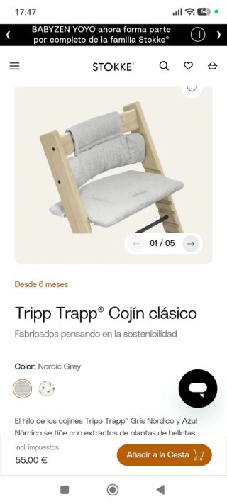 Cojín Stokke Tripp Trapp Nordic Grey