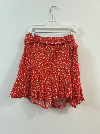 Falda pantalón floral roja