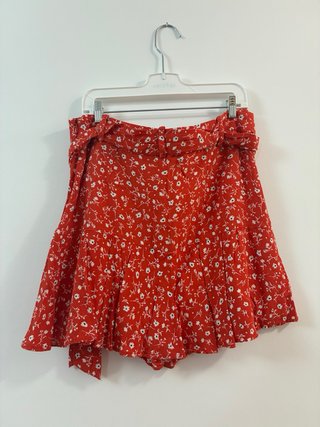 Falda pantalón floral roja