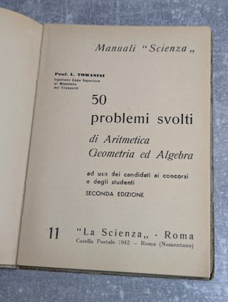 Manuale "50 problemi svolti" L. Tomasini - 1954