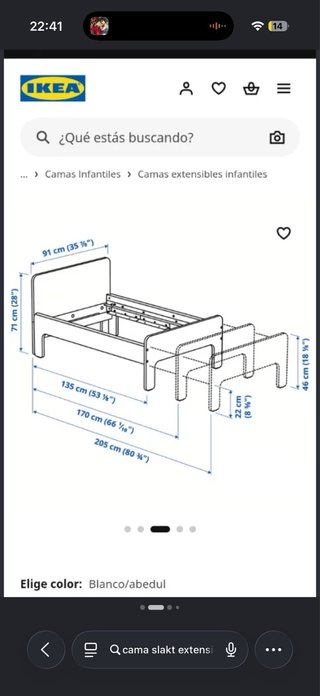 Cama infantil extensible + colchón IKEA SLAKT
