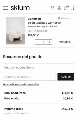 Sillón Borreguito Blanco Sklum NUEVO