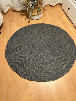 Tappeto rotondo in juta grigio scuro
