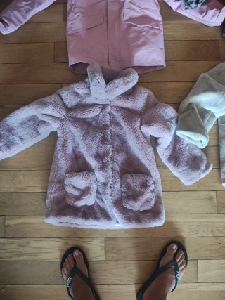Abrigos niña rosa y beige 7 a 8 años