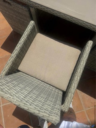Mesa de jardín ratán con tapa cristal