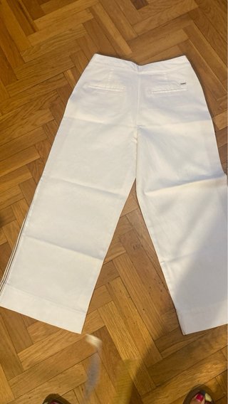 Pantalón palazzo beige con raya lateral