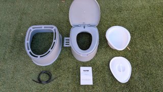 Váter/inodoro portátil gris y blanco