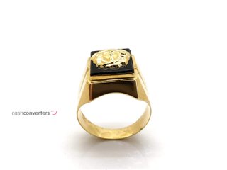 sello oro 18k con piedra con onix