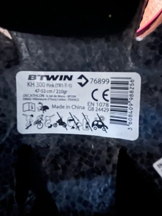 Casco rosa BTWIN bici talla 47-53cm
