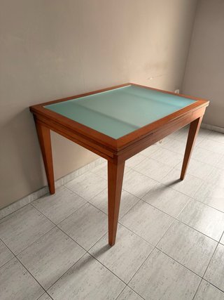 Mesa extensible madera y cristal