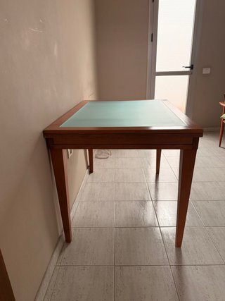 Mesa extensible madera y cristal