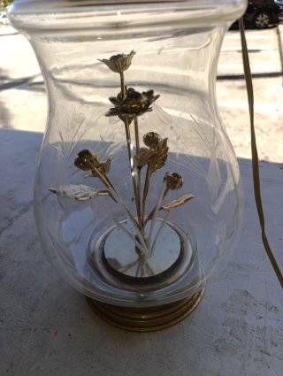 Lámpara de mesa vintage cristal y metal