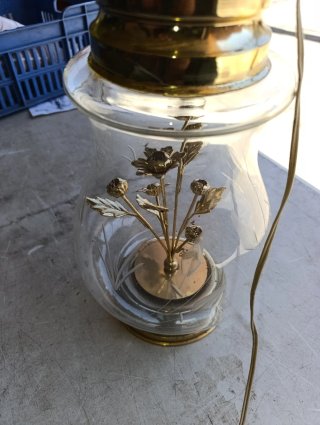 Lámpara de mesa vintage cristal y metal