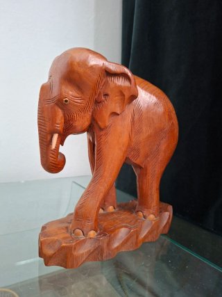 Soprammobile Elefante Vintage Legno Teak