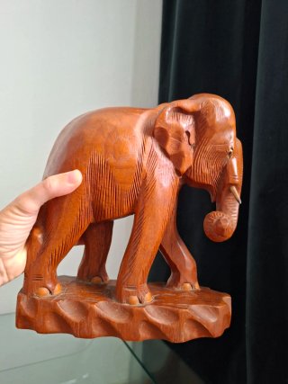 Soprammobile Elefante Vintage Legno Teak