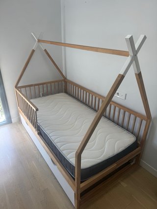 Cama tipi con cama nido 90x180 con colchón