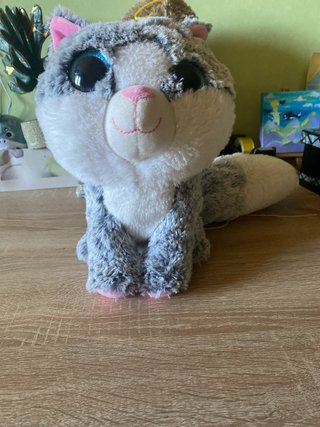 Peluche gato gris y blanco