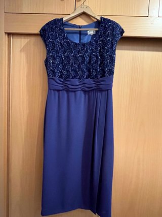 Vestido de fiesta azul y morado