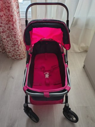 Carrito de muñecas rosa y gris desmontable