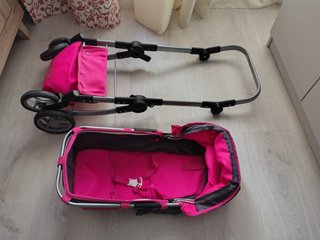 Carrito de muñecas rosa y gris desmontable