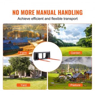 49" Hay Spear, Bale Spears 3000lbs Loading Capacity, Skid Steer Loader Tractor Attachment 2pcs Spears, Quick Attach Spike Forks