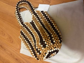 Bolso Zara de cuentas marrón y camel