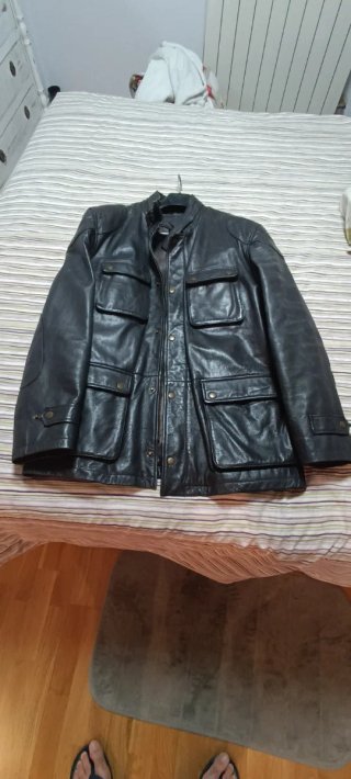 Cazadora de cuero marrón 3/4, impecable