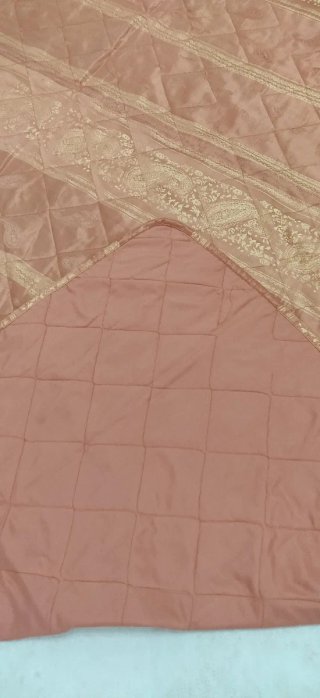 Copriletto matrimoniale raso oro e arancio