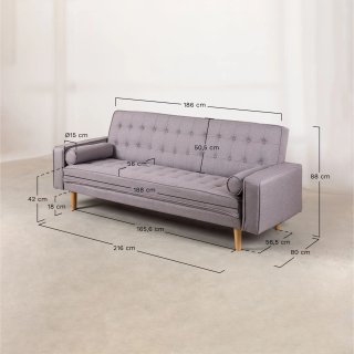 Sofá cama 3 plazas lino gris