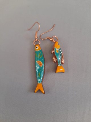 Orecchini donna pesce arancione e blu