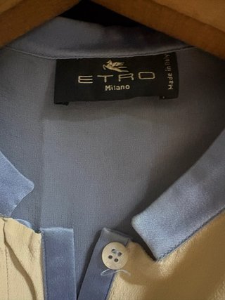 Camisa Etro seda paisley azul y crema