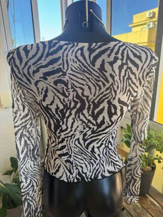 Camisa estampada cebra manga larga