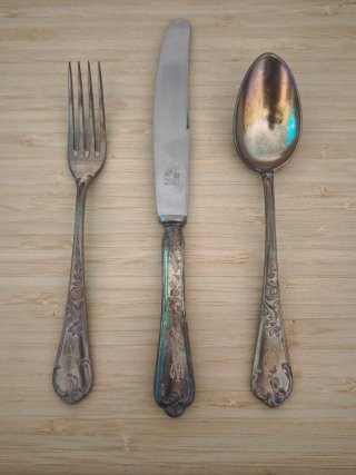 Estuche Antiguo Cubiertos Platería Meneses