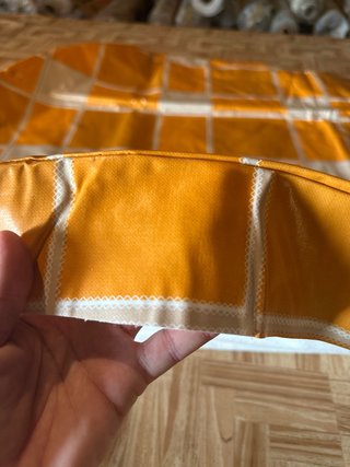 Mantel redondo 100cm cuadros amarillo y blanco