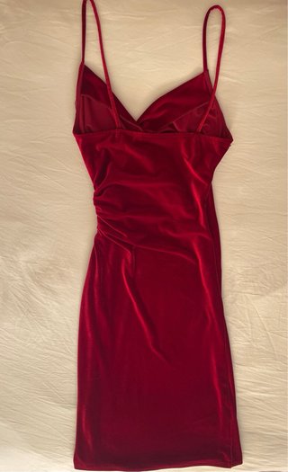 VESTIDO ROJO TERCIOPELO ZARA MUJER