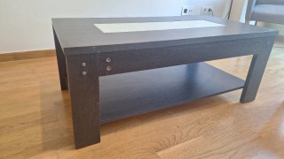 Mesa baja salón madera y cristal