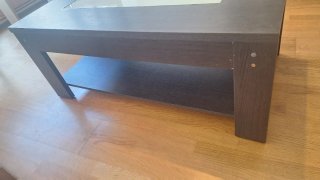 Mesa baja salón madera y cristal