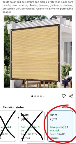 Toldo Sombra / Malla Ocultación 4x4m
