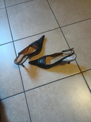 Scarpe donna nere tacco slingback
