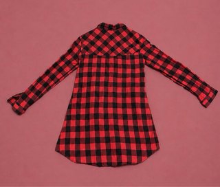 Camisa cuadros roja y negra con lazada