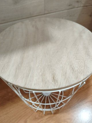 Mesa Cesta con Tapa Madera Metal