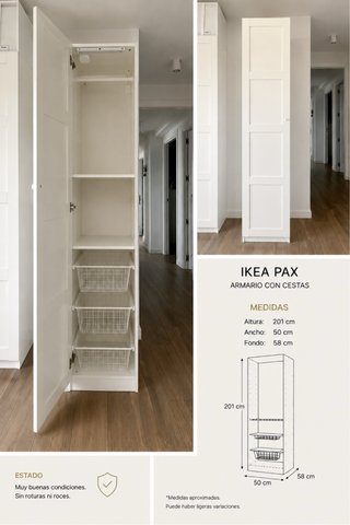 Armario PAX IKEA con baldas y cestas