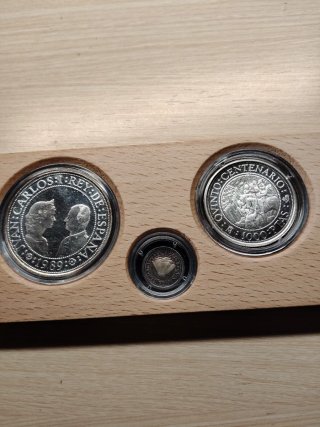 Pesetas 1492-1992 Caja Madera Certificado