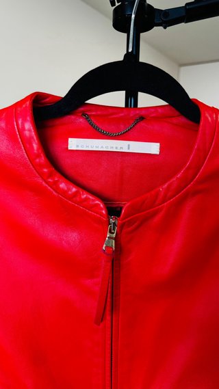 Casaco Bomber Vermelho Couro