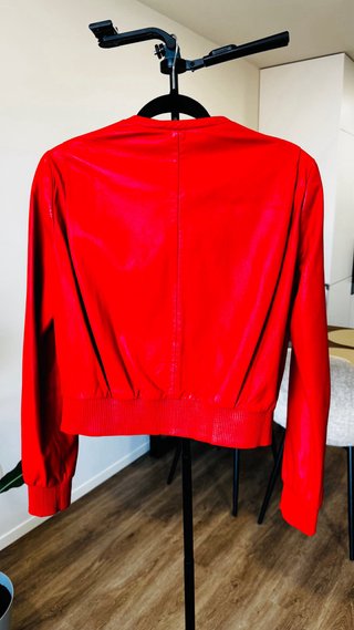 Casaco Bomber Vermelho Couro