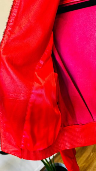 Casaco Bomber Vermelho Couro