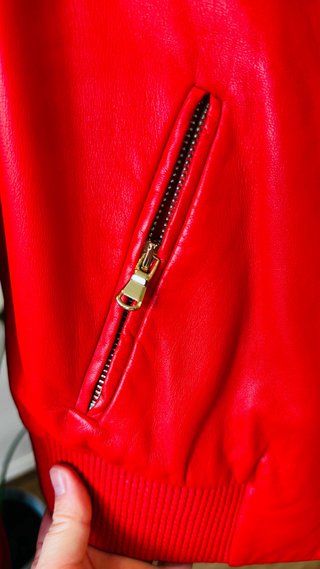 Casaco Bomber Vermelho Couro