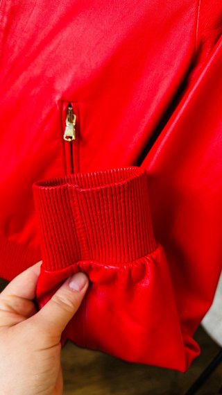 Casaco Bomber Vermelho Couro