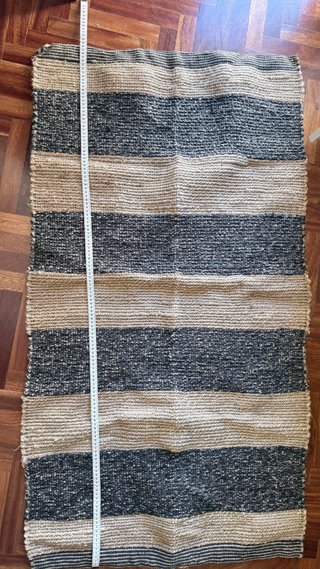 Alfombra de yute a rayas beige y gris